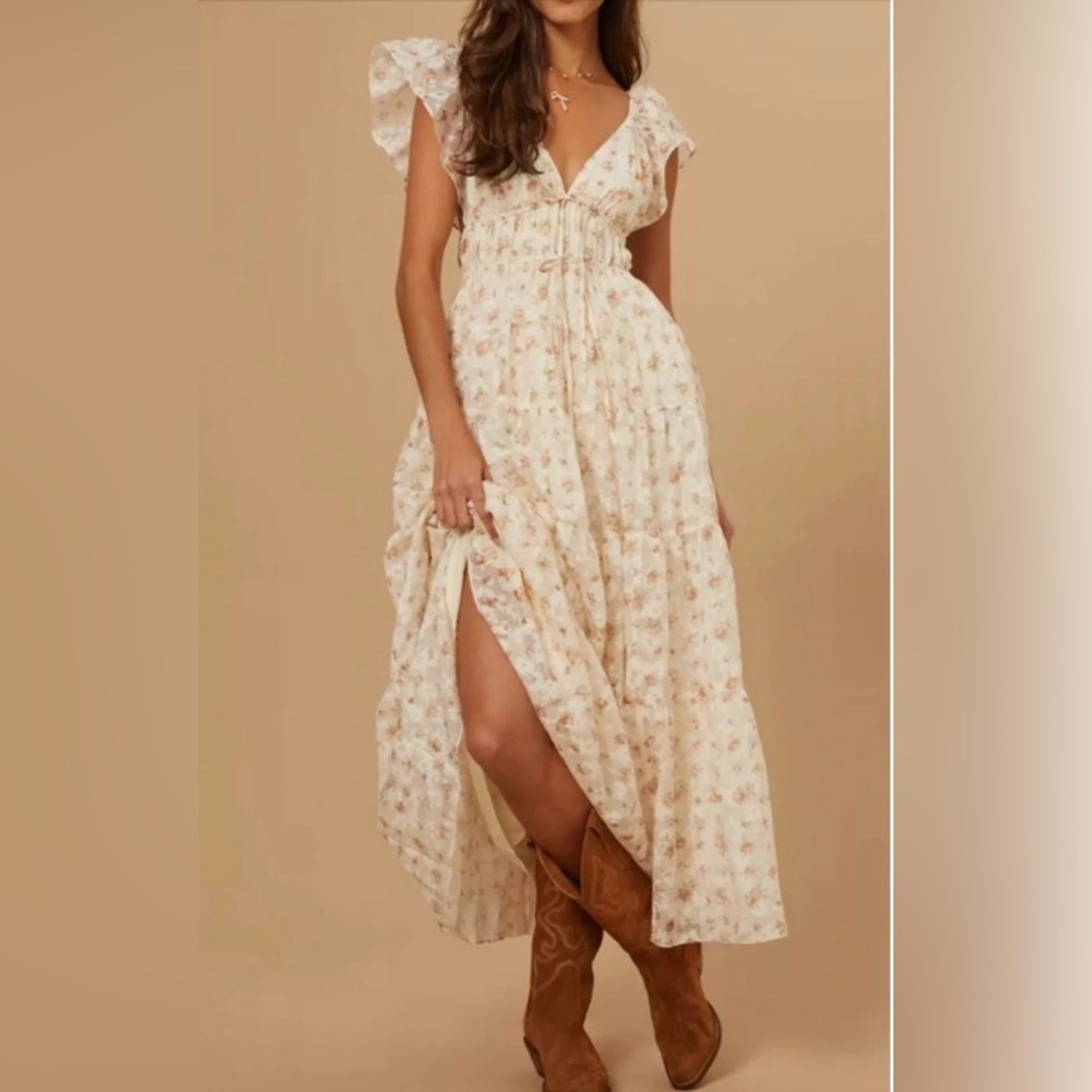 Altar'd State Romantic Ruffled Cream Floral Maxi - Picture 10 of 10